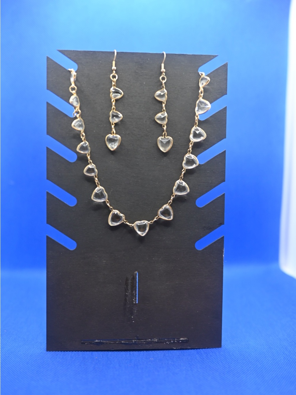 Delicate Clear Heart Pendant Necklace & Earring Set